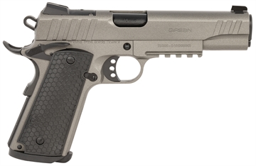 Picture of Girsan MC1911 S Influencer Full Size 10mm Auto 9+1 5" Black Steel Barrel, Tungsten Gray Cerakote Optic Ready/Serrated Steel Slide & Frame w/Picatinny Rail & Beavertail, Gray Polymer Grip 391148