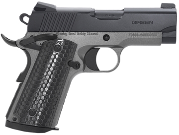 Picture of Girsan MC1911SC Untouchable, 1911, Semi-Automatic, Metal Frame Pistol, Officer Size, 9MM, 3.4" Barrel, Steel, Two Tone Finish, Black and Silver, G10 Grips, 3-Dot Sights, Ambidextrous Safety, 7 Rounds, 1 Magazine 392067