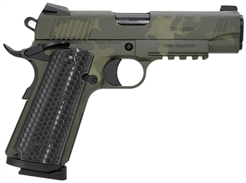 Picture of Girsan MC1911C Untouchable, 1911, Semi-Automatic, Metal Frame Pistol, Commander Size, 9MM, 4.4" Barrel, Steel, Camo Finish, Olive Grab Green, G10 Grips, 3-Dot Sights, Ambidextrous Safety, 9 Rounds, 1 Magazine 392071