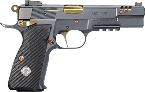Picture of Girsan MCP35, Negotiator, TALO Edition, Semi-automatic, Single Action Only, Full Size, 9MM, 4.87" Gold Barrel, Steel Framed Pistol, Titanium Nitrate Finish, G10 Grips, Ambidextrous Safety, Dovetail Rear Adjustable Sights, Fiber Optic Front Sight, Accessory Rail, 15 Rounds, 1 Magazine 390499