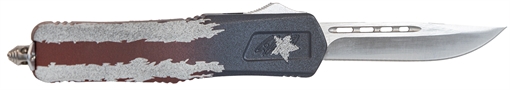 Picture of Great Lakes Firearms GLFA Medium 3.50" OTF Plain Steel Blade, American Flag Cerakote Aluminum Handle GLKMDSMTFAMF
