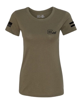Picture of GLOCK LADIES "GLOCK GIRL FLAG TEE" SHORT SLEEVE MED MIL GRN AP96368