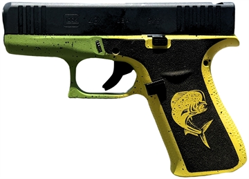 Picture of Glock G43X Sub-Compact Frame 9mm Luger 10+1 3.41" Black GMB Barrel, Black nDLC Serrated Steel Slide, Mahi Polymer Frame w/Front Rail & Beavertail, Black Textured Grip, Ambidextrous UX4350204MAHIFR