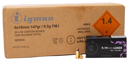 Picture of GLOBAL ORDNANCE IGMAN 9MM 147GR FMJ 1000/1 (87) 3877002037214