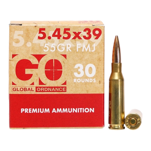 Picture of Global Ordnance Rifle Ammunition 5.45x39mm 55gr FMJ 2854 fps 900/ct Case (30-30/ct Boxes) 197892005463