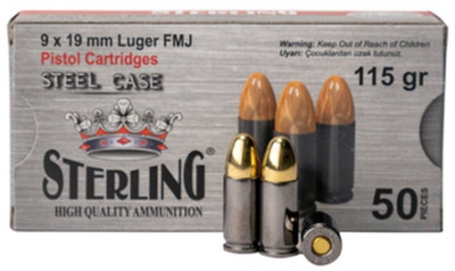 Picture of GLOBAL ORDNANCE STERLING STEEL 9MM 115GR FMJ 50RD 8698779957674 859877995767