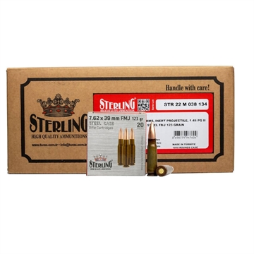 Picture of Global Ordnance Sterling Steel Case Rifle Ammunition 7.62x39mm 123 gr FMJ 2362 fps 1000/ct Case (50-20/ct Boxes) 8698779967604