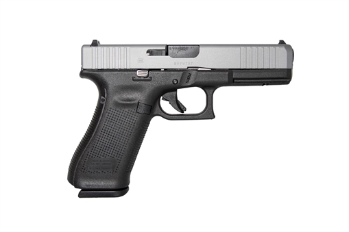 Picture of GLOCK 17 G17 GEN 5 HGA 9MM 4.49 IN BBL 5LB 3 17RD MAG CERAKOTE SILVER TITANIUM SLIDE PA175S203TISL