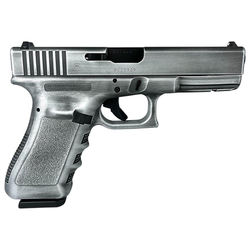 Picture of Glock 17 Gen 3 Custom "Destressed Crushed Silver" Handgun 9mm Luger 17/rd Magazines (2) 4.49" Barrel Austria PI1750203 MODCSD