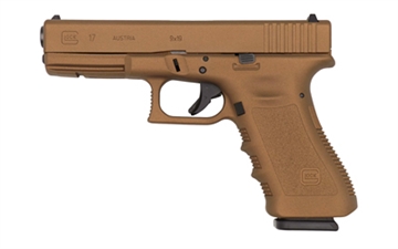 Picture of GLOCK 17 Gen 3, Striker Fired, Semi-automatic, Polymer Frame Pistol, Full Size, 9MM, 4.49" Barrel, Cerakote Finish, Burnt Bronze, 17 Rounds, 2 Magazines PI1750204-BB
