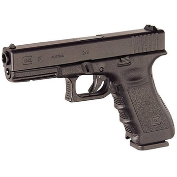 Picture of Glock G17 Gen3 Full Size Frame 9mm Luger 10+1 4.48" Black Steel Barrel, Matte Black Serrated Steel Slide, Black Polymer Frame w/Picatinny Rail, Black Texture Finger Groove Grip, USA Made UI1750201