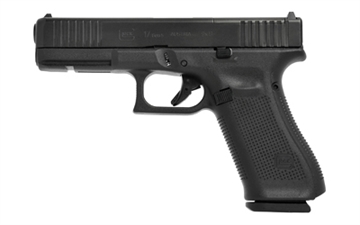 Picture of GLOCK 17 M.O.S. Gen 5, Striker Fired, Semi-automatic, Polymer Frame Pistol, Full Size, 9MM, 4.49" Barrel, nDLC Finish, Black, Interchangeable Backstraps, Fixed Sights, Front Serrations, 17 Rounds, 2 Magazines G17517MOSUS