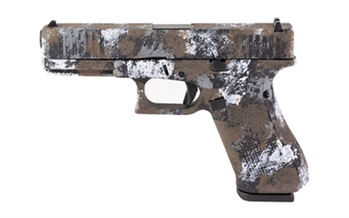 Picture of GLOCK 17 Gen 5, Striker Fired, Semi-automatic, Polymer Frame Pistol, Full Size, 9MM, 4.49" Barrel, Custom Urban Camo Cerakote Finish by Skydas, Front Serrations, 17 Rounds, 3 Magazines PA175S204N