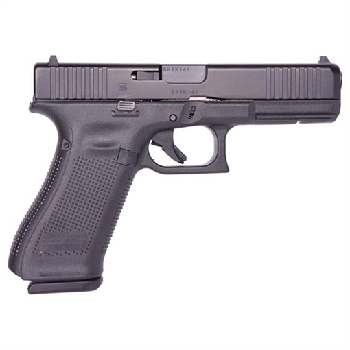 Picture of Glock G17 Gen5 Full Size 9mm Luger 10+1 4.49" Black GMB Barrel, Black nDLC Serrated Slide, Black Polymer Frame w/Accessory Rail, Black Polymer Grip, Ambidextrous USA Made UA175S201
