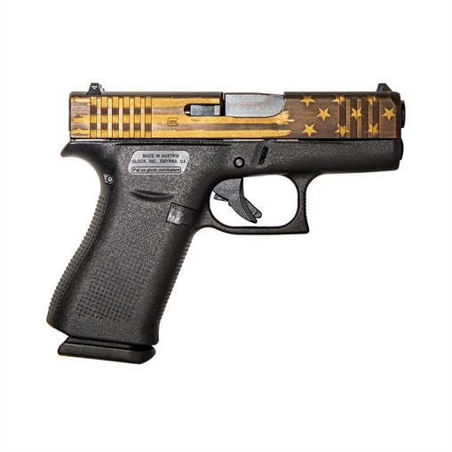 Picture of GLOCK 19 G19 GEN 5 HGA 9MM 4.0 IN BBL FS 5LB 3 15RD MAGS CERAKOTE BRONZE BATTLE FLAG SLIDE PA195S203BRBF