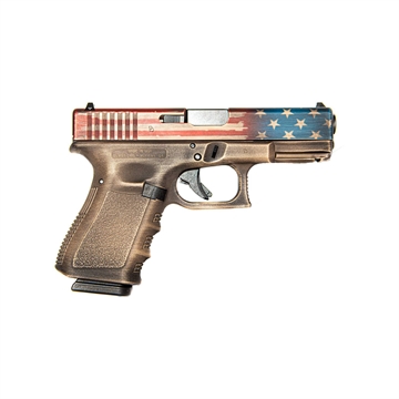 Picture of GLOCK 19 G19 GEN 5 HGA 9MM 4.0 IN BBL FS 5LB 3 15RD MAG CERAKOTE BW FDE FRM AMERICAN FLAG SLIDE PA195S203FDERWB