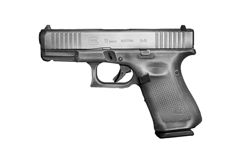 Picture of GLOCK 19 G19 GEN 5 HGA 9MM 4.0 IN BBL FS 5LB 3 15RD MAG CERAKOTE GRAY BATTLEWORN FRAME AND SLIDE PA195S203GBW