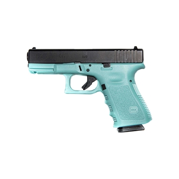 Picture of GLOCK 19 G19 HGA 9MM 4.0IN BBL 5LB FS 2 15RD MAGS ROBIN EGG BLUE CERAKOTE FRAME PI1950203REB