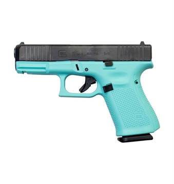 Picture of GLOCK 19 G19 HGA 9MM 4.0IN BBL 5LB FS 2 15RD MAGS ROBIN EGG BLUE CERAKOTE FRAME UI1950203REB
