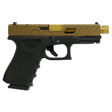 Picture of Glock 19 Gen 3 Custom "Chainmail Stippled Frame Gold Bear Cut Slide" Compact Handgun 9mm Luger 15/rd Magazines (2) 4.6" Zaffiri Precision Threaded Barrel USA UI1950203 MODCMSBEAR