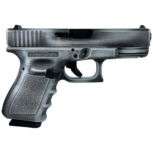 Picture of Glock 19 Gen 3 Custom "Crushed Silver Distressed" Handgun 9mm Luger 15rd Magazines (2) 4" Barrel Austria PI1950203 MODCSD