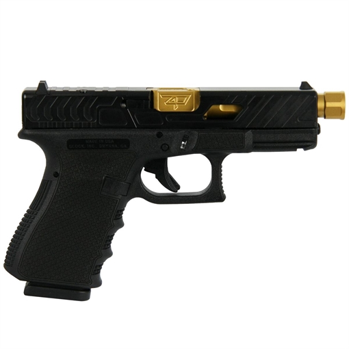Picture of Glock 19 Gen 3 Custom "Gold Barrel Chainmail Stippled Frame Bear Cut Slide" Handgun 9mm Luger 15/rd Magazines (2) 4.6" Barrel Austria PI1950203 MODCMSBEAR2