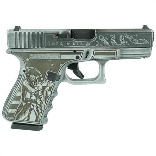 Picture of Glock 19 Gen 3 Custom "Live or Die Patriot Gray" Handgun 9mm Luger 15rd Magazines (2) 4" Barrel Austria PI1950203 MODPATRIOT