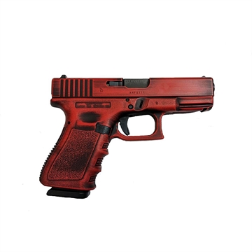 Picture of Glock 19 Gen 3 Custom "Red Distressed" Compact Handgun 9mm Luger 15rd Magazines (2) 4.02" Barrel Black USA UI1950203 MODRD