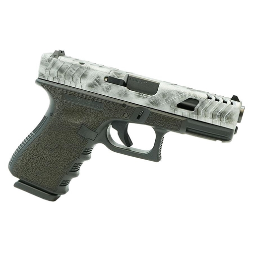 Picture of Glock 19 Gen 3 Custom "Static Stipple Frame/Sliver Marbled Slide" Handgun 9mm Luger 15rd Extended Magazines (2) 4" Barrel RMR Optic CutUSA UI1950203 MODSMME