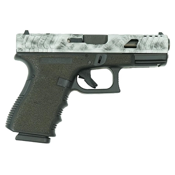 Picture of Glock 19 Gen 3 Custom "Static Stipple Frame/Sliver Marbled Slide" Handgun 9mm Luger 15rd Extended Magazines (2) 4" Barrel RMR Optic CutUSA UI1950203 MODSMME