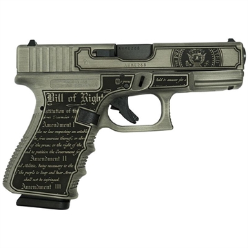 Picture of Glock 19 Gen 3 Custom "Trump 2024" Compact Handgun 9mm Luger 15rd Magazines (2) 4.02" Barrel Crushed Silver Distressed Black USA UI1950203 MODT24