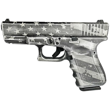 Picture of Glock 19 Gen 3 Custom "USA Flag-Distressed Gray" Compact Handgun 9mm Luger 15/rd Magazines (2) 4.02" Barrel USA UI1950203 MODDISFLAGGRY