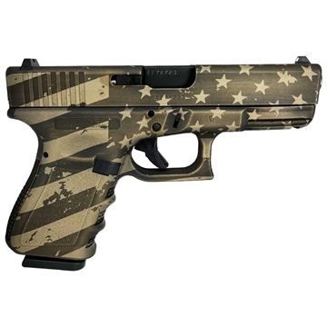 Picture of Glock 19 Gen 3 Custom "USA Flag in Distressed Burnt Bronze" Compact Handgun 9mm Luger 15/rd Magazines (2) 4.02" Barrel USA UI1950203 MODDISFLAGBB