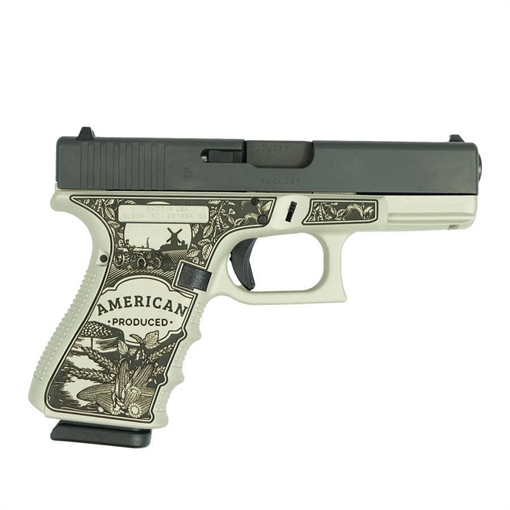 Picture of Glock 19 Gen 4 "American Made-Farm" Compact Handgun 9mm Luger 15rd Magazines(2) Nickel Finish 4" Barrel UG1950203 MODAM19