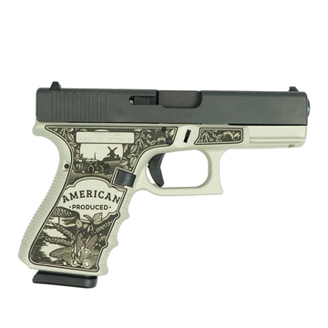 Picture of Glock 19 Gen 4 "American Made-Farm" Compact Handgun 9mm Luger 15rd Magazines(2) Nickel Finish 4" Barrel UG1950203 MODAM19