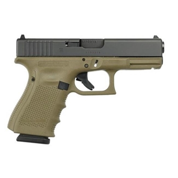 Picture of Glock 19 Gen 4 MOS Compact Handgun 9mm Luger 10/rd Magazines (3) 4" Barrel OD Green Frame with Black Slide Austria PG1957201MOS