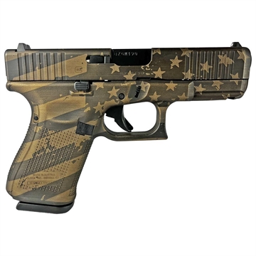 Picture of Glock 19 Gen 5 Custom "Distressed Flag Burnt Bronze" Handgun 9mm Luger 15/rd Magazines (3) 4.02" Barrel Austria PA195S203 MODDISFLAGBB