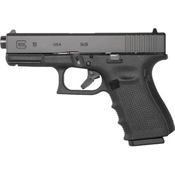 Picture of Glock 19 Gen 5 Handgun 9mm Luger 15/rd Magazines (3) 4.49" Threaded Barrel Black Austria G1915TBAUT