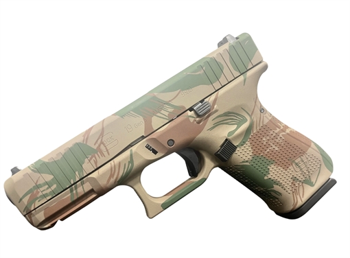 Picture of GLOCK 19 GEN 5 RHODESIAN BRUSH STROKE FS 9MM PISTOL 4.02" FXD 5.5lb 3-15RD MAGS PA19G5-RBS 756542287132