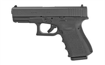 Picture of GLOCK 19 Gen 3, Striker Fired, Semi-automatic, Polymer Frame Pistol, Compact, 9MM, 4.02" Barrel, Matte Finish, Black, Fixed Sights, 15 Rounds, 3 Magazines PI1950203