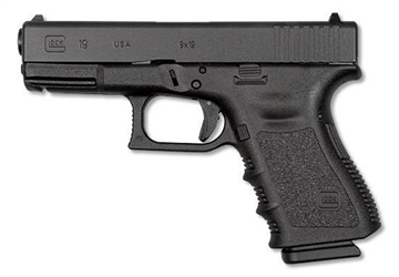 Picture of Glock G19 Gen3 Compact 9mm Luger 10+1 4.02" Black Steel Barrel, Matte Black Serrated Slide, Black Polymer Frame w/Accessory Rail, Black Finger Grooved Polymer Grip, Right Hand USA Made UI1950201