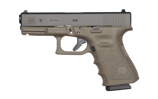 Picture of Glock 19 Gen 3 Compact Handgun 9mm Luger 10/rd Magazines (2) 4.02" Barrel OD Green with Black Slide Austria CA Compliant PI1957201
