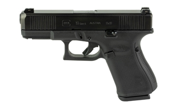 Picture of GLOCK 19 Gen 5, Semi-automatic, Striker Fired, Polymer Frame Pistol, Compact, 9MM, 4.02" Barrel, DLC Finish, Black, Extended Controls, Glock Night Sights, 10 Rounds, 3 Magazines PA195S731