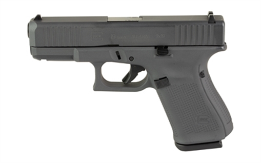 Picture of GLOCK 19, Gen 5, Semi-automatic, Striker Fired, Compact, 9MM, 4.02", Custom Sniper Gray Cerakote Finish by Skydas, Front Serrations, Fixed Sights, Polymer, 15 Rounds, 3 Magazines PA195S204-SG