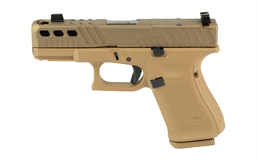 Picture of GLOCK 19 GEN 5, Semi-automatic, Striker Fired, Polymer Frame Pistol Compact, 9mm, 4.01" Barrel, Cerakote Finish, Tan, Suppressor Height Sights, Zaffiri Precision Ported Barrel, 15 Rounds, 3 Magazines PA195S204N