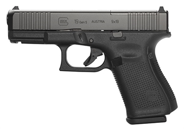 Picture of GLOCK 19 Gen 5 M.O.S., Striker Fired, Polymer Frame Pistol, Compact, 9MM, 4.02" Marksman Barrel, nDLC Finish, Black, Fixed Sights, Front Serrations, Ambidextrous Slide Stop Lever, Flared Mag Well, No Finger Grooves, 10 Rounds, 3 Magazines PA195S201MOS