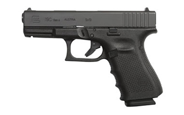 Picture of GLOCK 19C, GEN 4, Semi-automatic, Striker Fired, Compact, 9MM, 4.01", Black, 15Rd, 3 Mags, Glock OEM Rail, Rebuilt, Fixed Sights, Polymer, Matte UR1959103