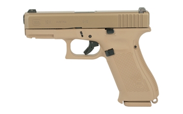 Picture of GLOCK 19X, Rebuilt, Striker Fired, Semi-automatic, Polymer Frame Pistol, Full Size, 9MM, 4.02" Marksman Barrel, Glock Night Sights, Coyote, Ambidextrous Slide Stop Lever, No Finger Grooves, May or May Not Come With Night Sights, 17 Rounds, 2 Magazines PR19501X