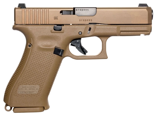 Picture of Glock G19X Compact Crossover 9mm Luger 4.02" 17+1 Bronze Nitron Frame Finish with Coyote nPVD Steel Slide, Rough Texture Interchangeable Backstraps Grip & Glock Night Sights (US Made) UX1950703