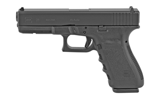 Picture of GLOCK 21SF Gen 3, Striker Fired, Semi-automatic, Polymer Frame Pistol, Full Size, 45 ACP, 4.61" Barrel, Matte Finish, Black, Fixed Sights, 13 Rounds, 2 Magazines, Right Hand G21SF13AUT